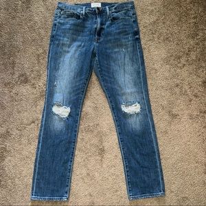 FRAME DISTRESSED 5 POCKET STRAIGHT LEGS JEANS